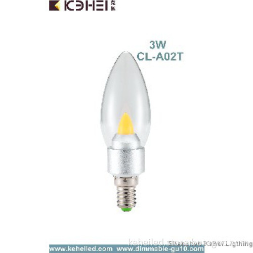 3W led candle light E14 Base with Clear glass cover